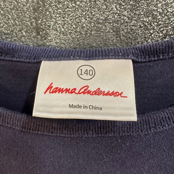 Hanna Andersson Lace Embroidered Bunny Navy Shirt 100% Cotton Size 140cm 10-12Y - Picture 4 of 6